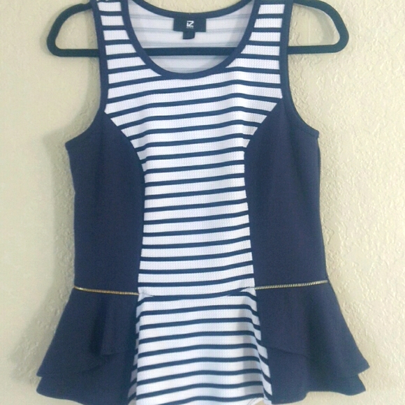 Slimming Striped Peplum top - Picture 1 of 3